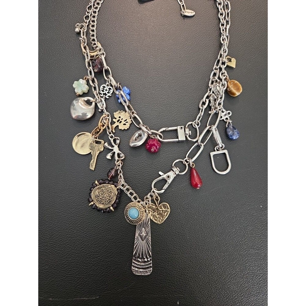 NWT Free People Maxamillion Charm Necklace Silver Stargirl Boho Layered Jewelry